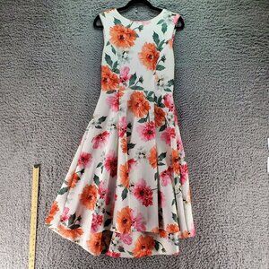 Calvin Klein Dress Womens 8 Pink White Floral Sleeveless A-Line Dress
